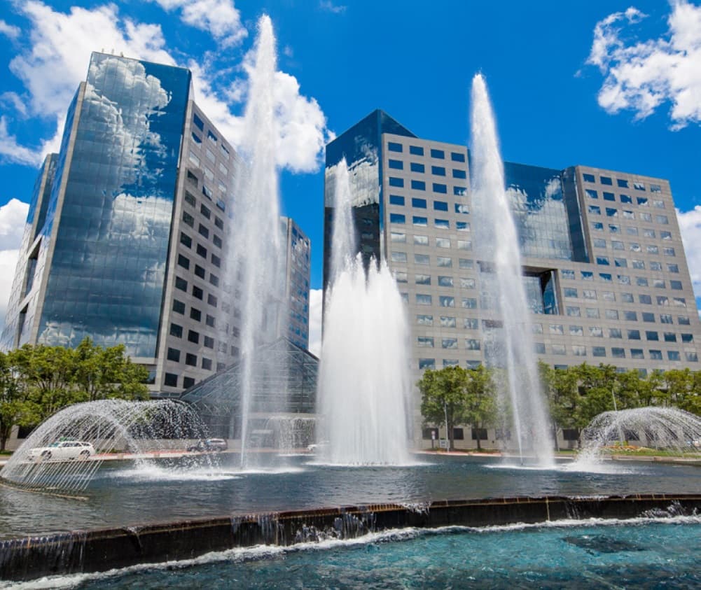 wildwood towers building with fountain